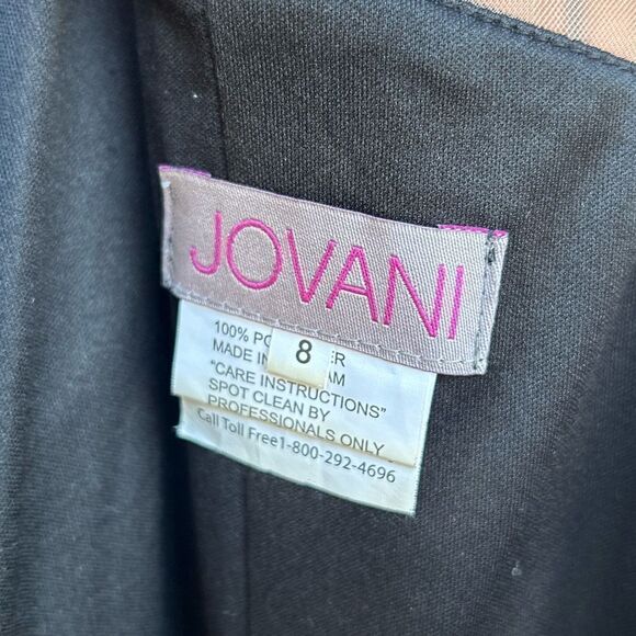 Jovani long sleeve jersey embellished illusion neckline gown size 8 Black NWT - Picture 10 of 11